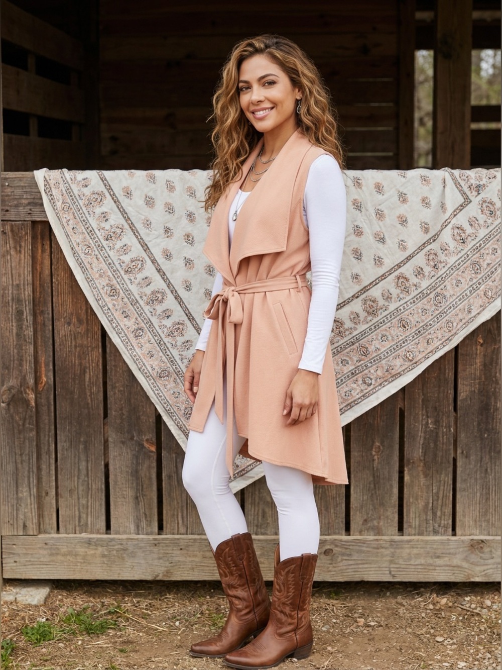 Belted Waterfall Duster Vest